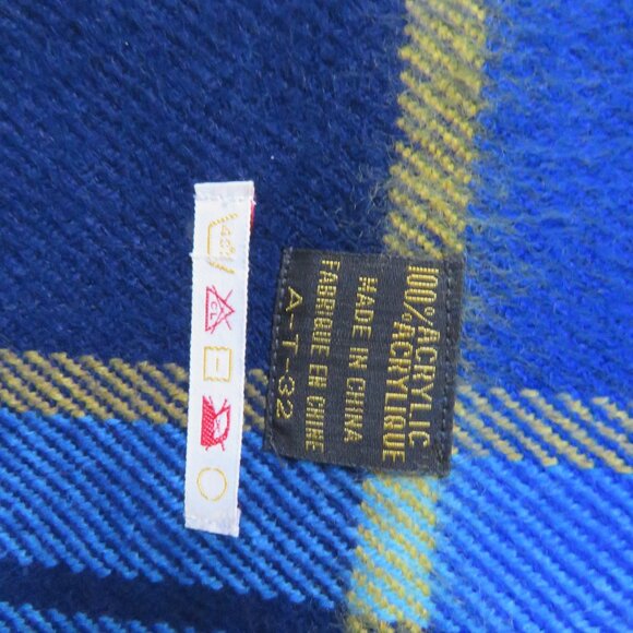 Blue & Gold Plaid Winter Shawl - Picture 3 of 4